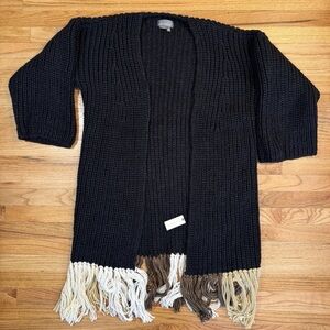 Anthropologie One Size Women’s Knit Blanket Sweater Tassels Midi Length NWT